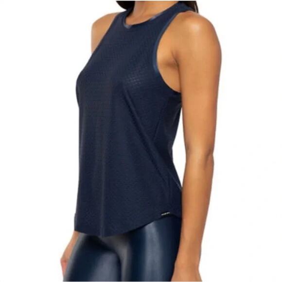 Koral Muscle Netz Midnight Blue Fitted Sleeveless Tank Top Size Large - Picture 2 of 6